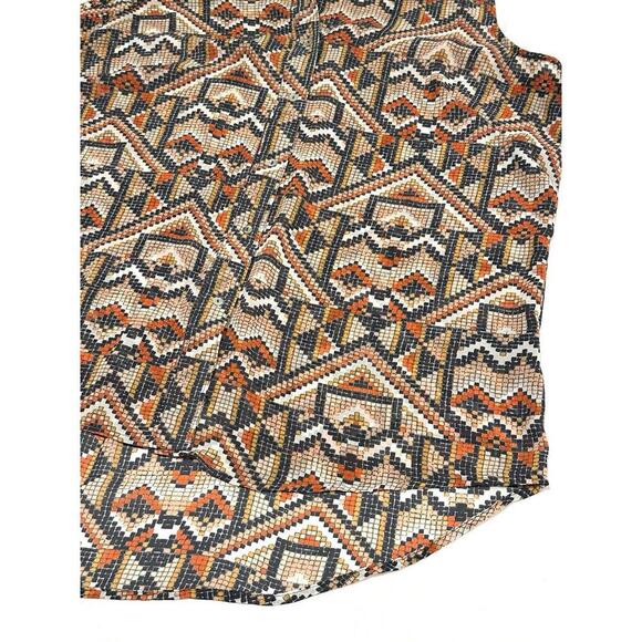 H&M Wonens Blouse Top Button Up Sleeveless Geometric Pattern Multicolor Size 12 - Picture 6 of 12